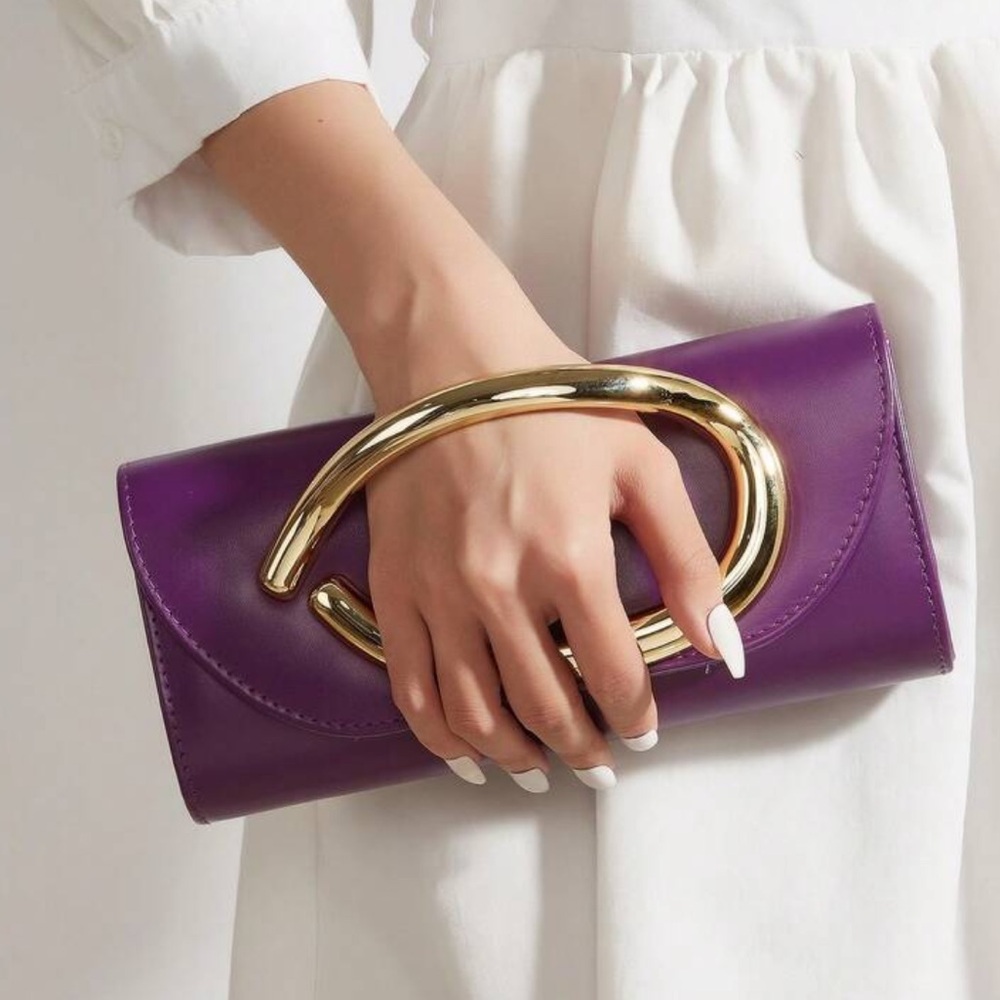 Elegant Purple Gold Accent Clutch Bag